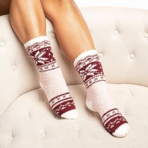 2 PACK WOMEN'S COLOR BLOCK SNOWFLAKE CREW COZY SOCKS